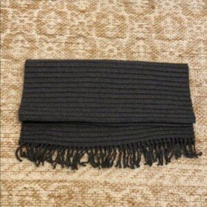 Ribbed Soft Dark Gray Scarf Lambswool